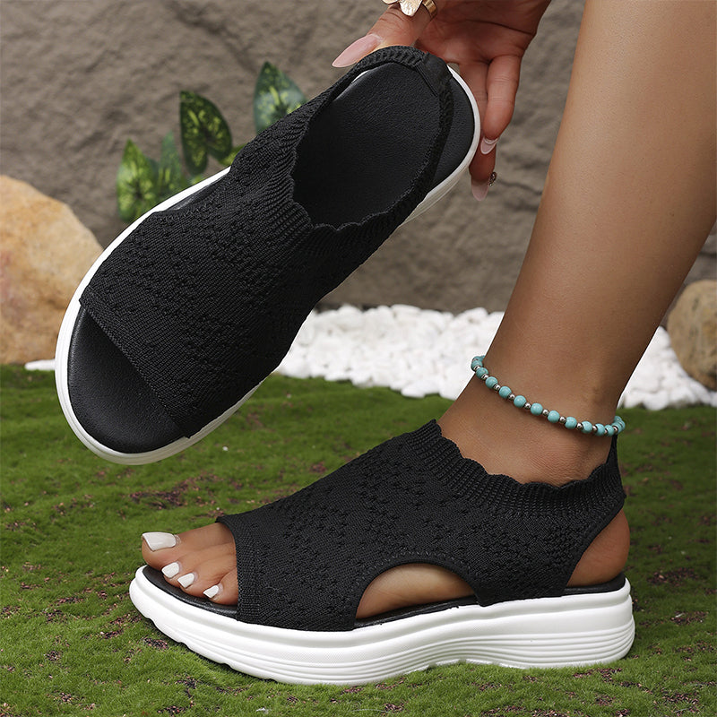 👡 Sandalias de plataforma transpirables de punto para mujer – ligeras y cómodas