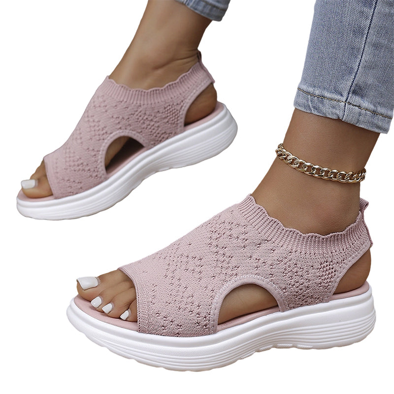 👡 Sandalias de plataforma transpirables de punto para mujer – ligeras y cómodas