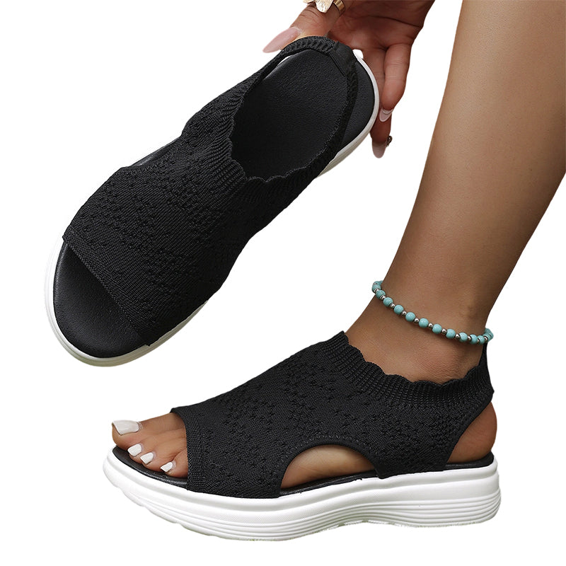 👡 Sandalias de plataforma transpirables de punto para mujer – ligeras y cómodas