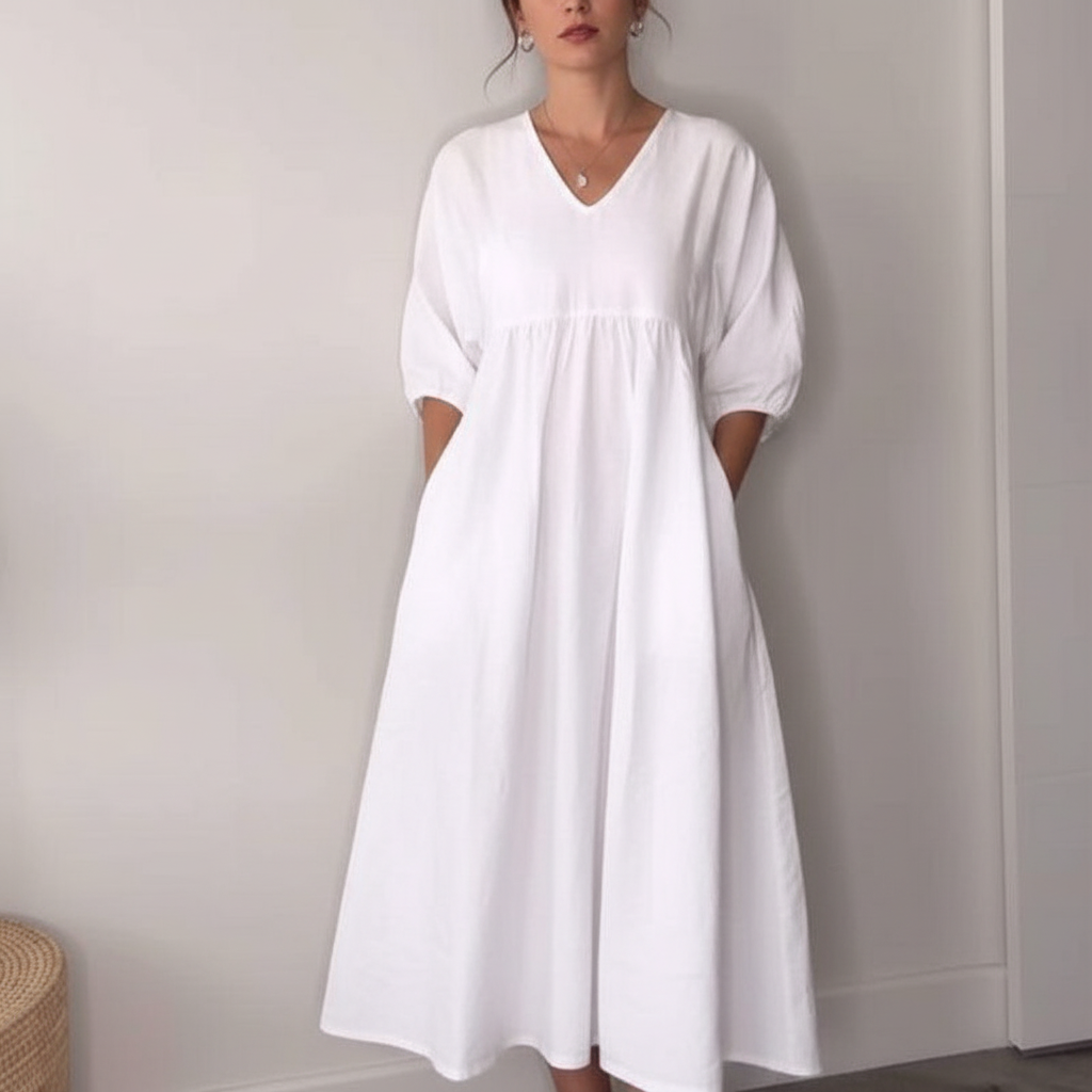 Aurely - un vestido cómodo y elegante con cuello en V