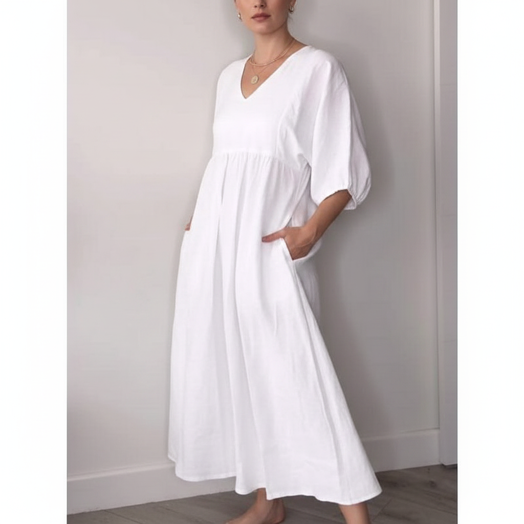 Aurely - un vestido cómodo y elegante con cuello en V