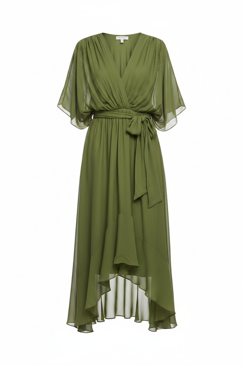 Vestido verde fondo blanco